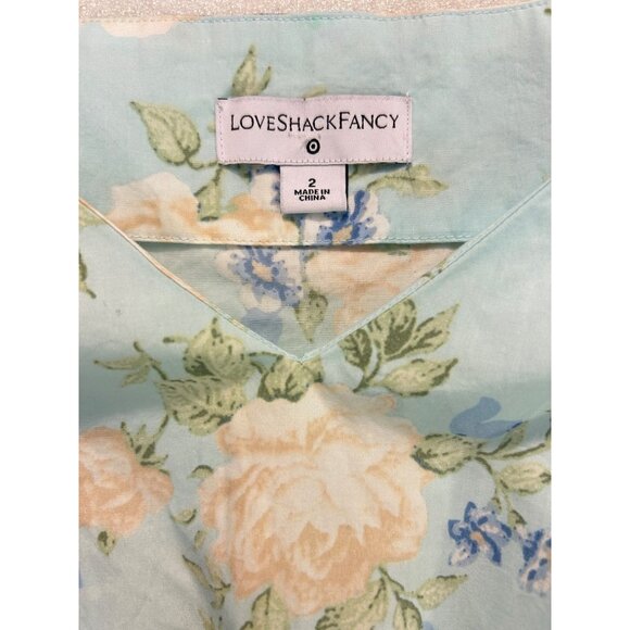 LoveShackFancy X Target Estelle Maxi Dress Puff Sleeve Blue Floral size 2 - Picture 6 of 7